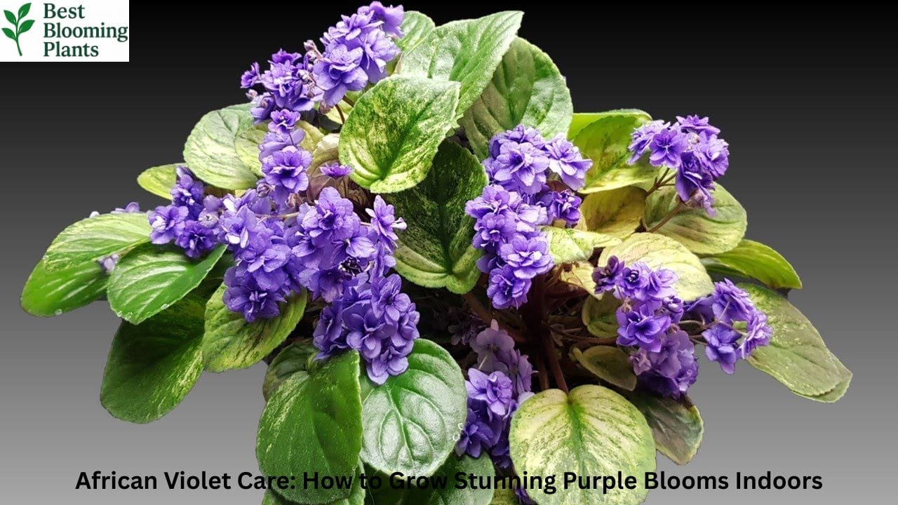 A beautiful purple African Violet in a decorative pot