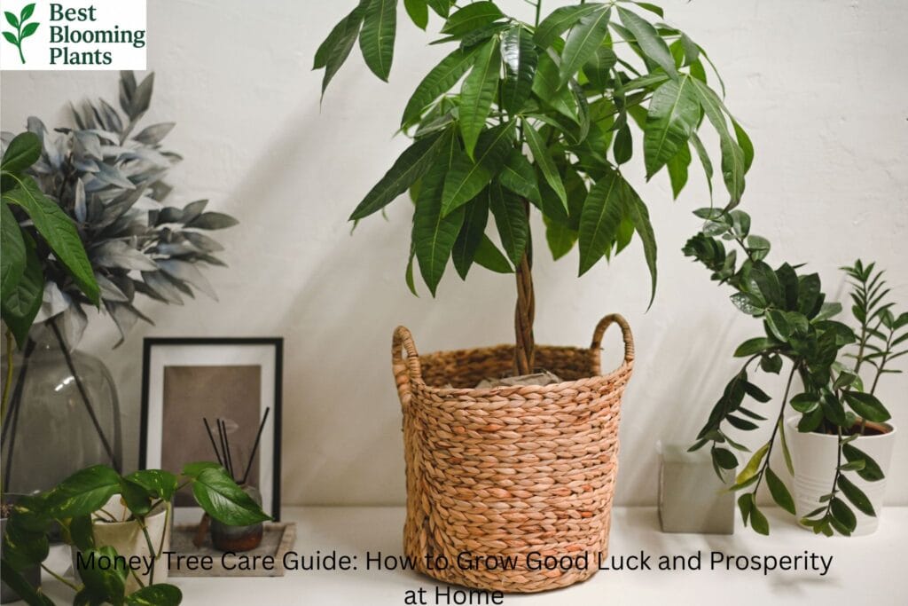 Braided Money Tree plant in a stylish ceramic pot