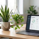 Best office plants and low maintenance desk plants on a modern workspace with Best Blooming Plants logo